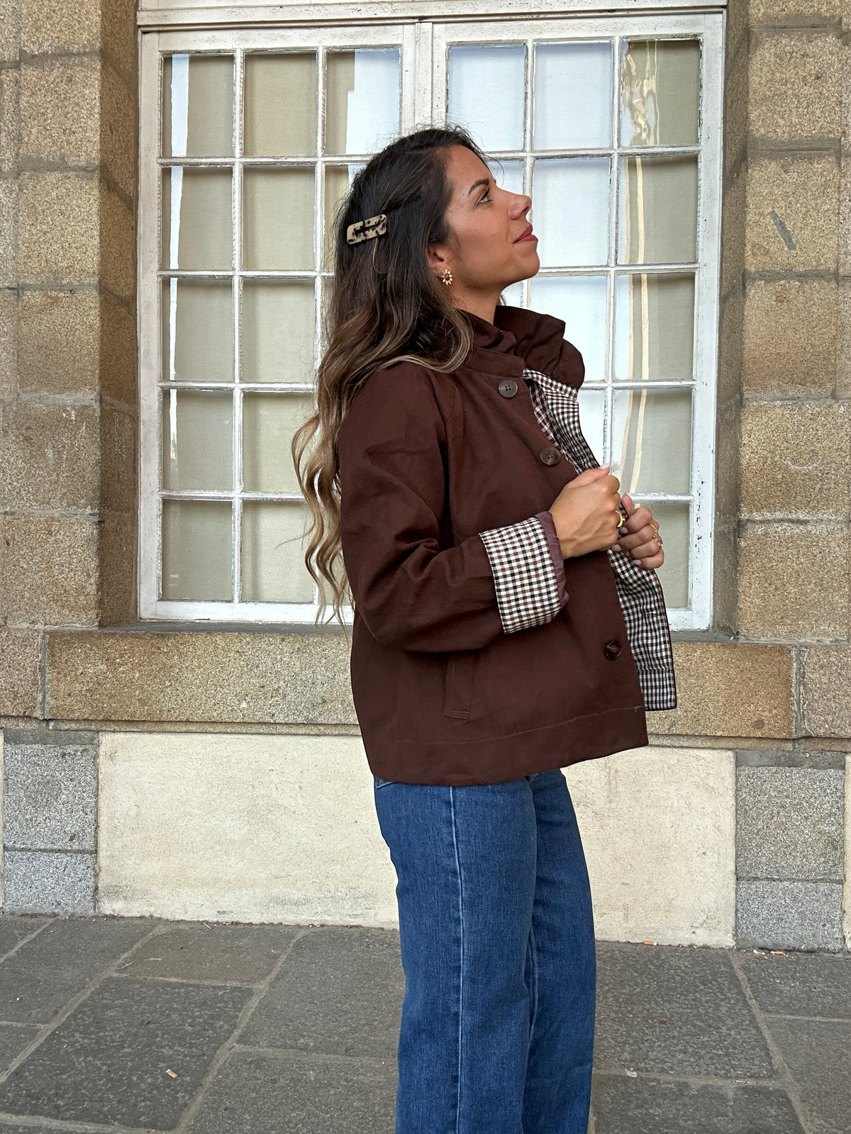 Veste trench en coton Chocolat Alice