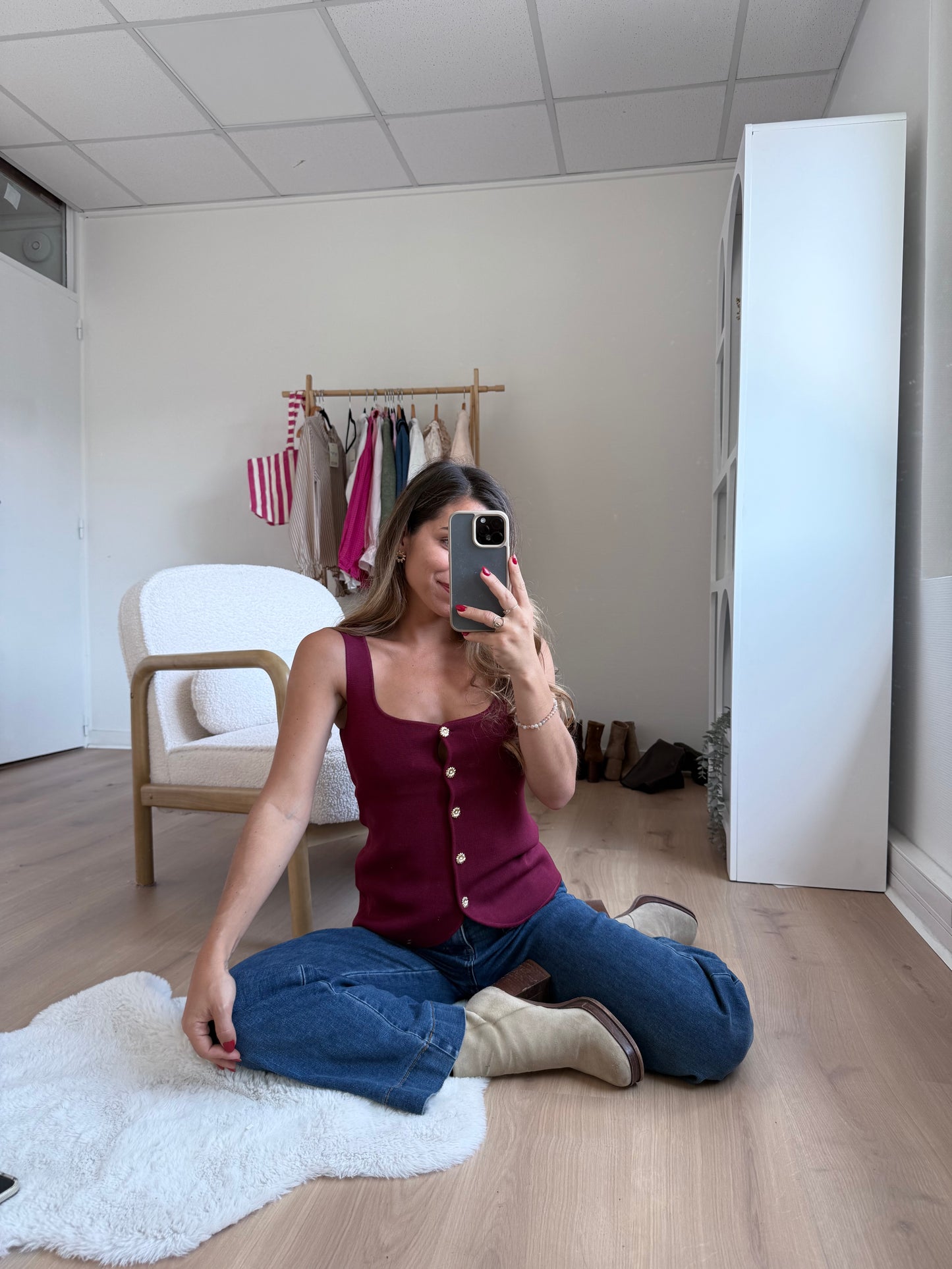 Top Ambre bordeaux