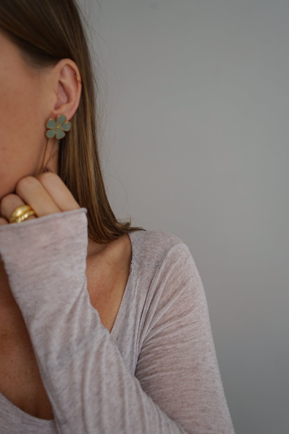 Boucles d'oreille Bloomie vert d’eau