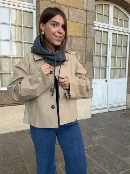Cagoule en laine et cachemire grise