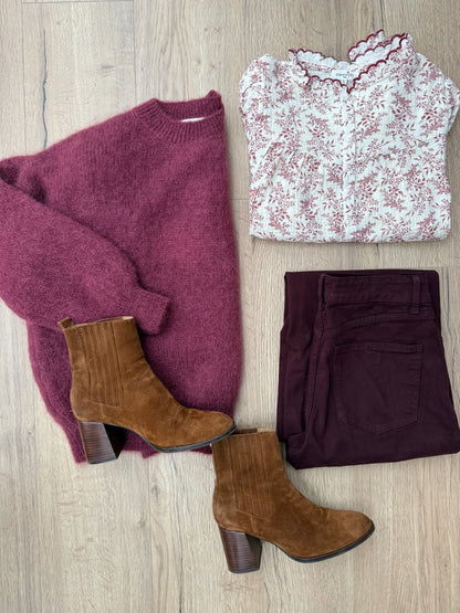 Maille en mohair et laine Gaia Bordeaux