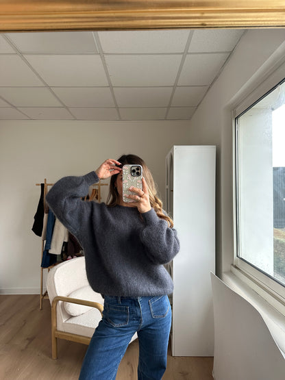 Maille en mohair et laine Gaia gris foncé