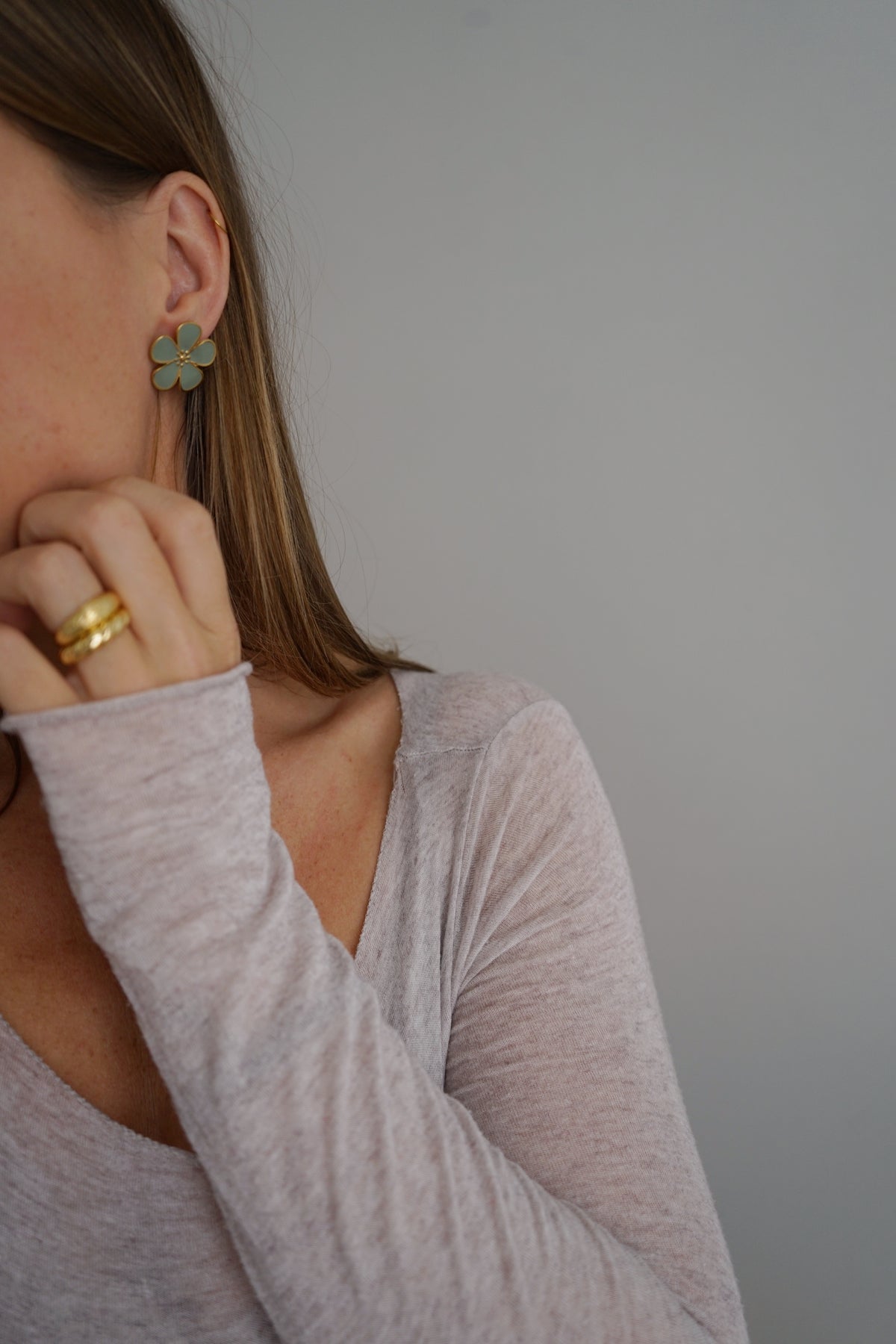 Boucles d'oreille Bloomie vert d’eau