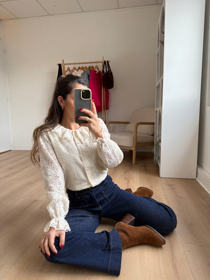 Blouse en dentelle écrue Constance