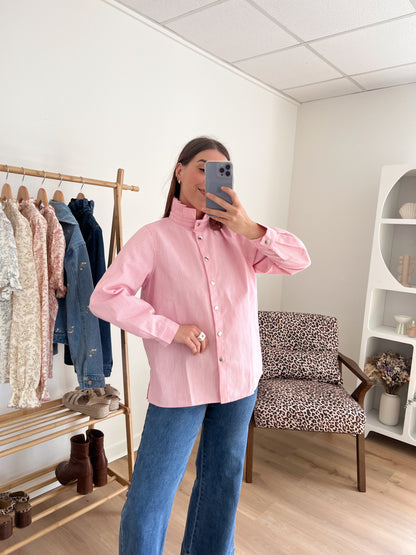 Veste en jean Céleste à rayures roses