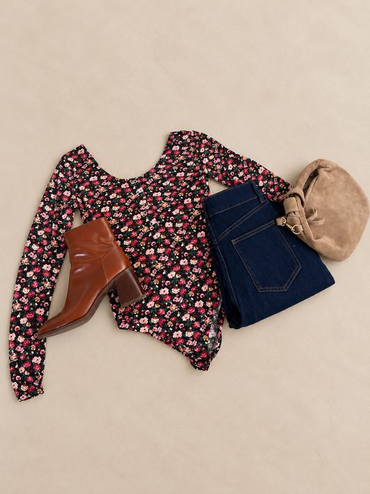 Body Lucia fleuri noir