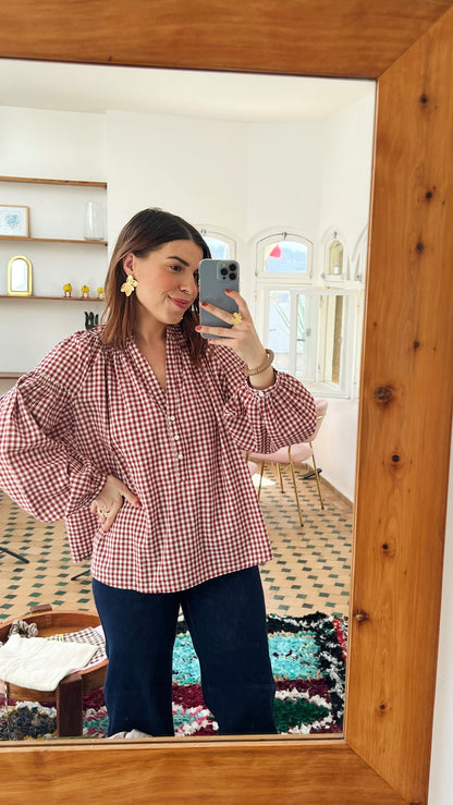 Blouse vichy rouge Clothilde
