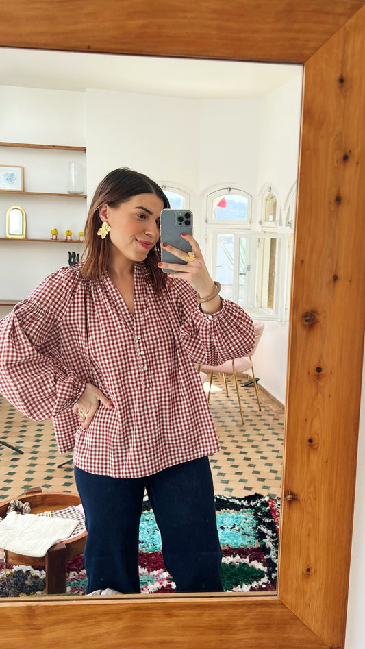 Blouse vichy rouge Clothilde