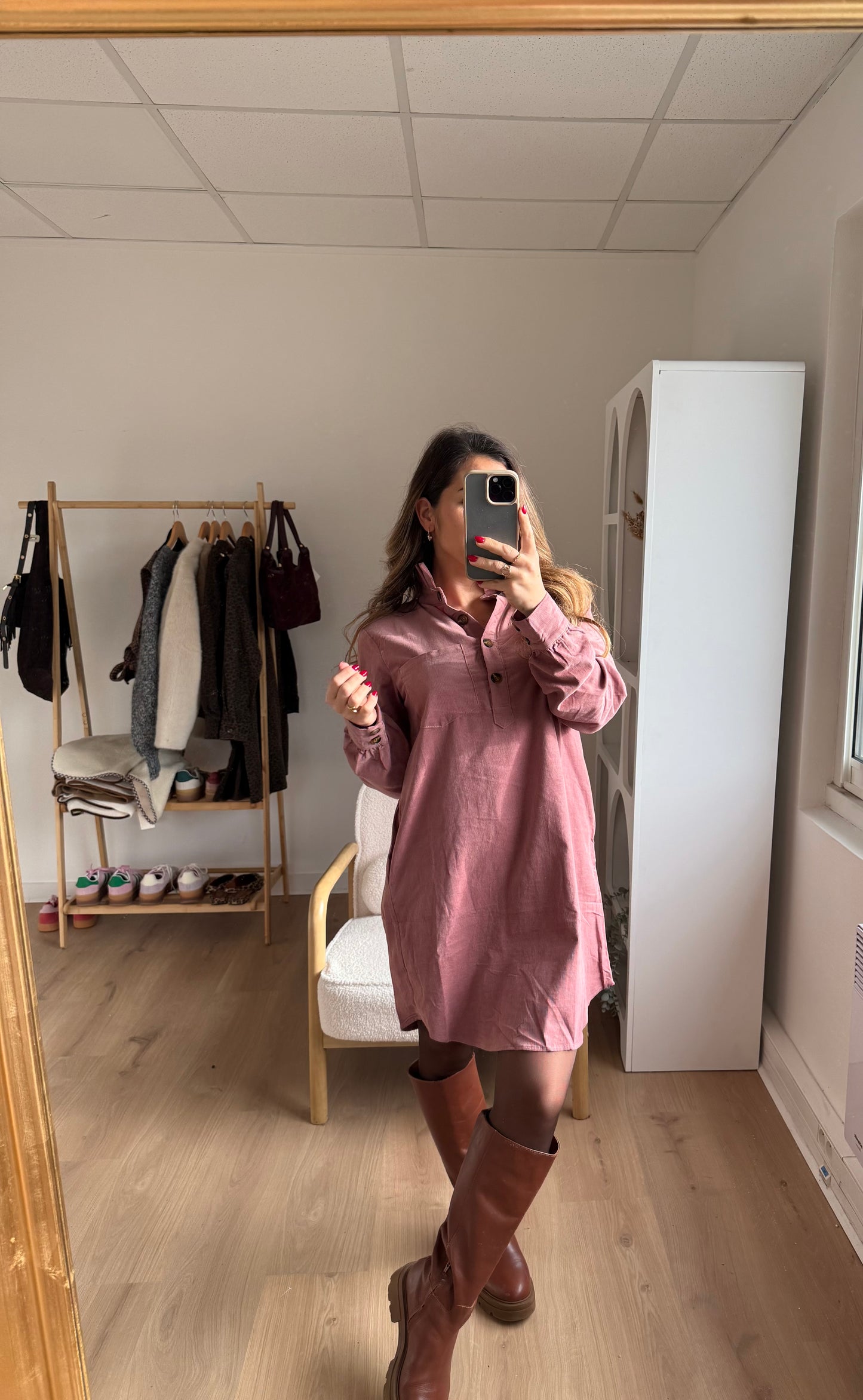 Robe en velours rose Alba