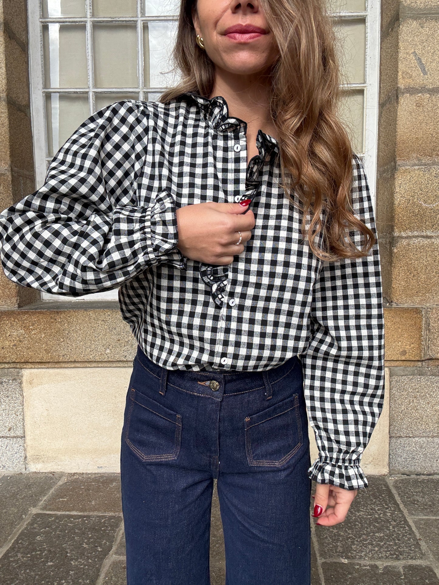 Blouse vichy noire Léonor