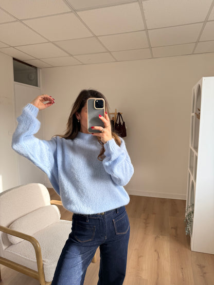 Pull en maille à col rond Hortense bleu glacier