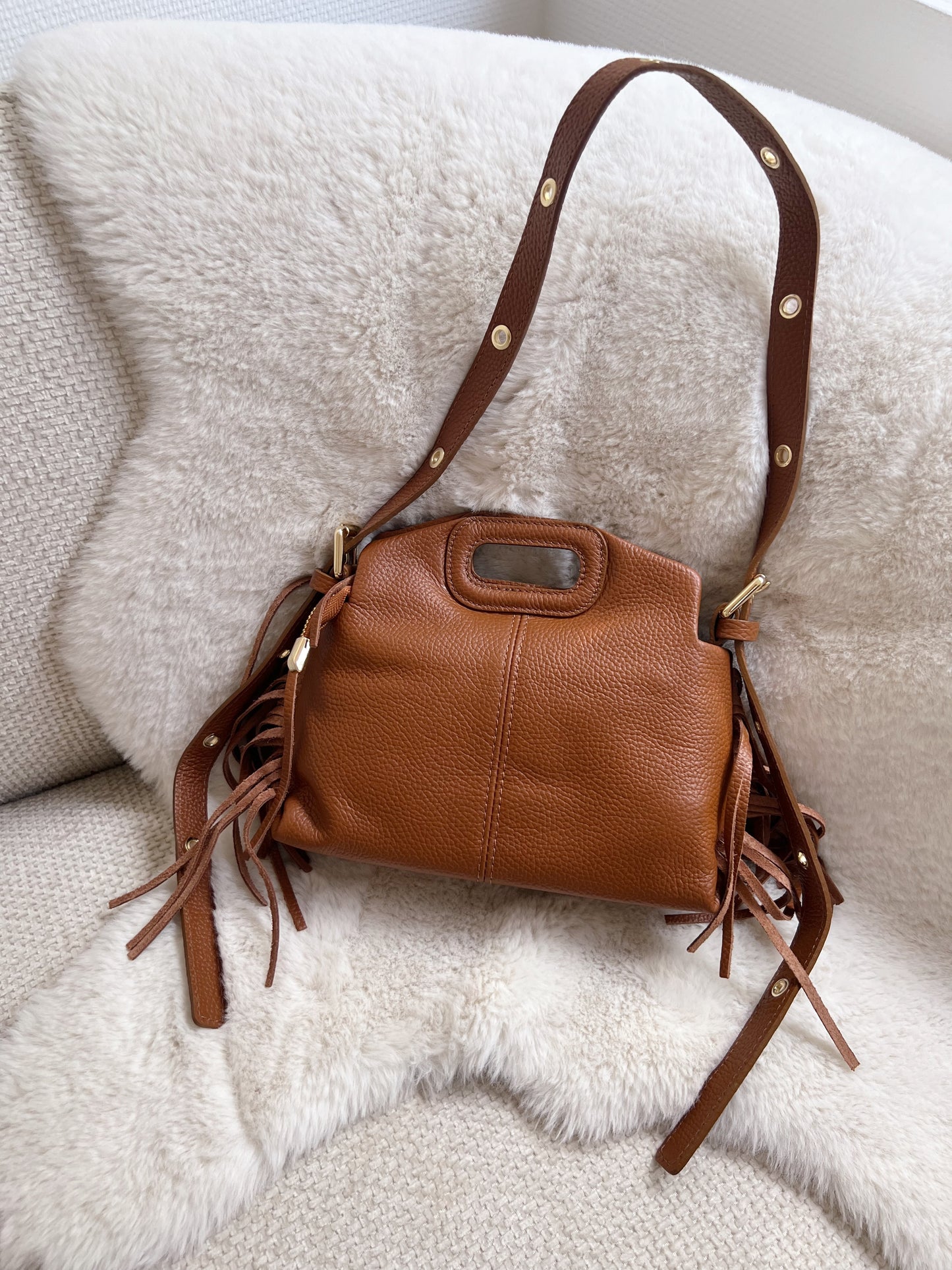 Sac à main en cuir grainé Jodie camel