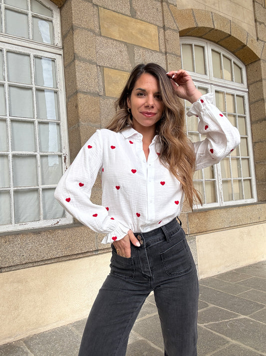 Blouse Victoire cœur en gaze de coton