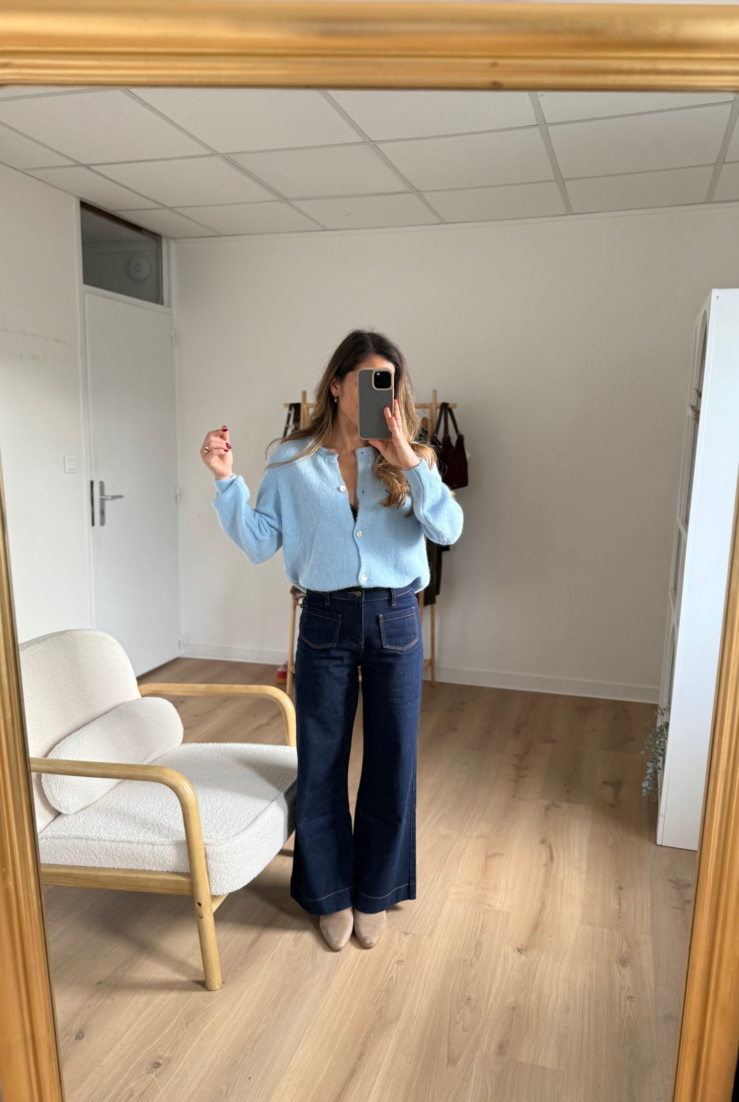 Maille en laine Léonie bleu glacier