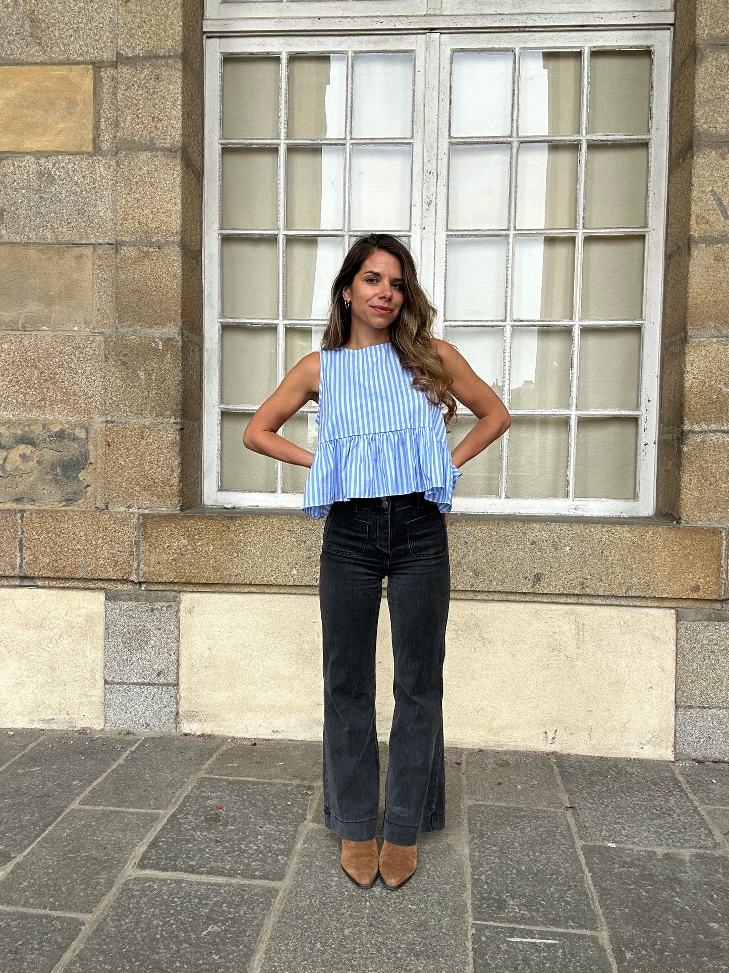 Top rayé Raquel bleu