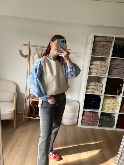 Blouse vichy bleu ciel Clothilde