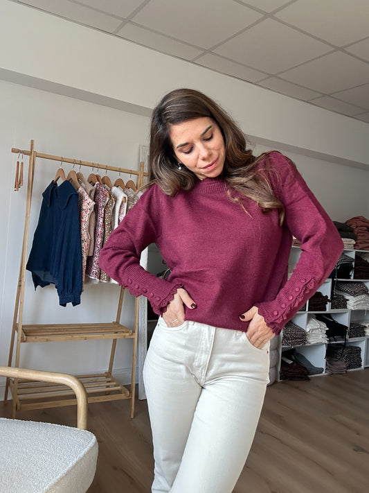 Les imparfaits : Pull bordeaux Louisa