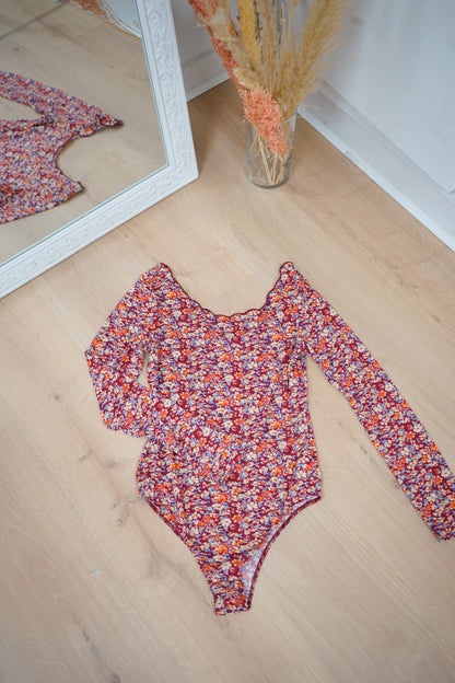 Body Martha fleuri bordeaux