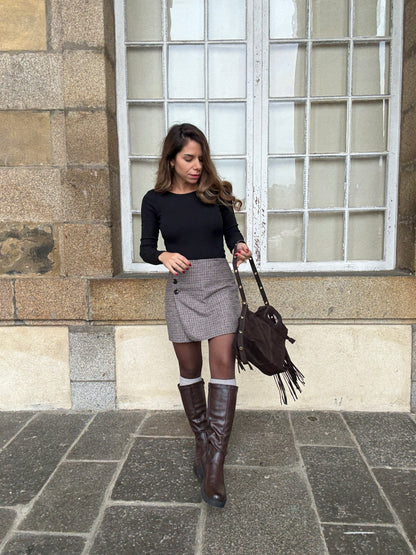 Grand sac à main en cuir Jodie chocolat