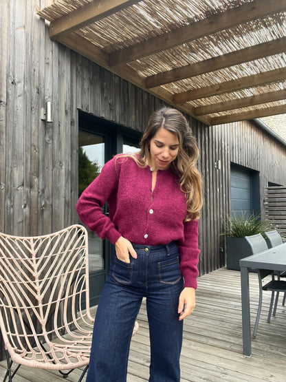 Maille en laine Léonie bordeaux