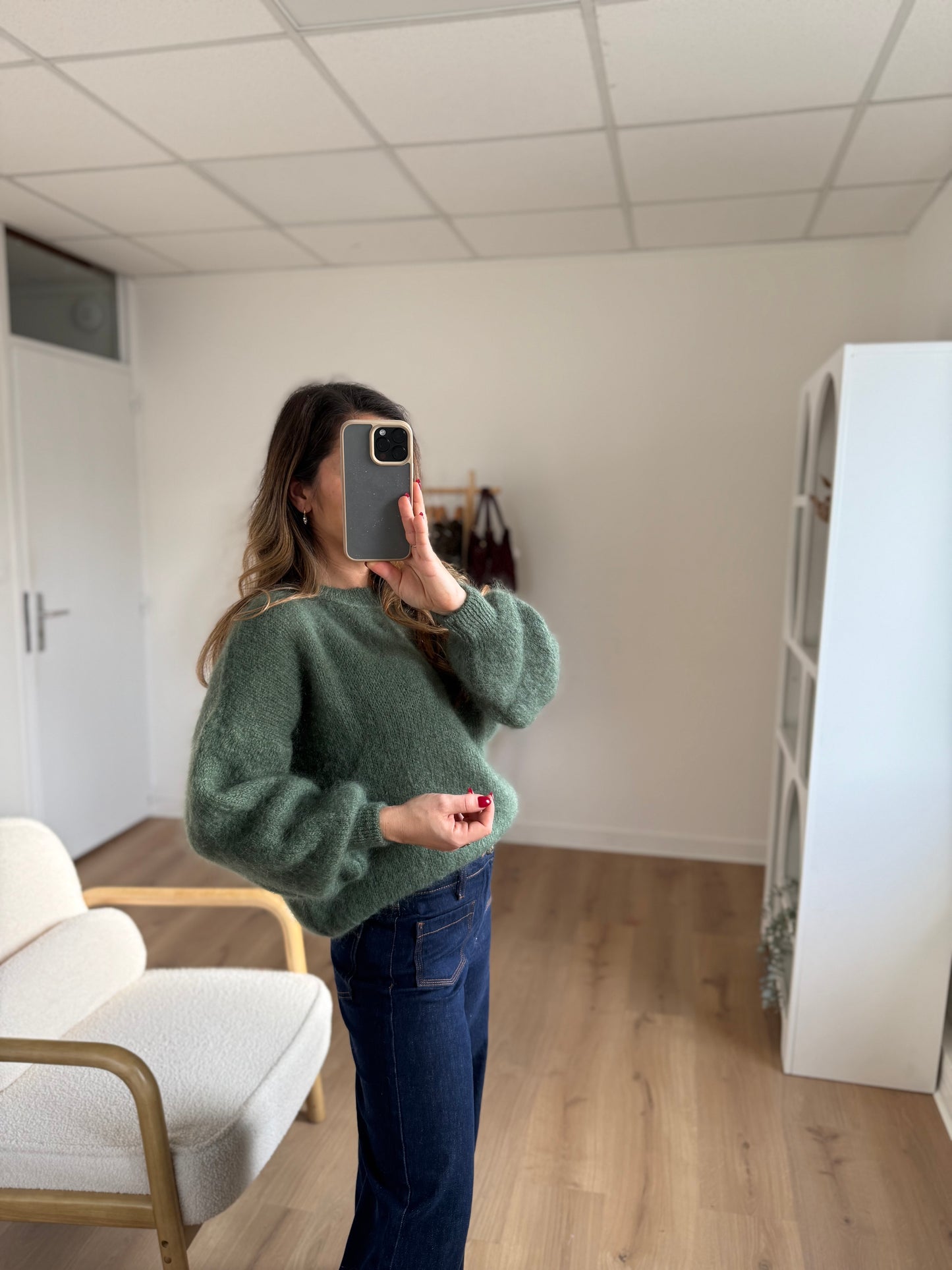 Maille en mohair et laine Gaia kaki