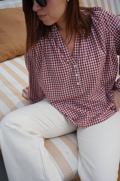 Blouse vichy rouge Clothilde