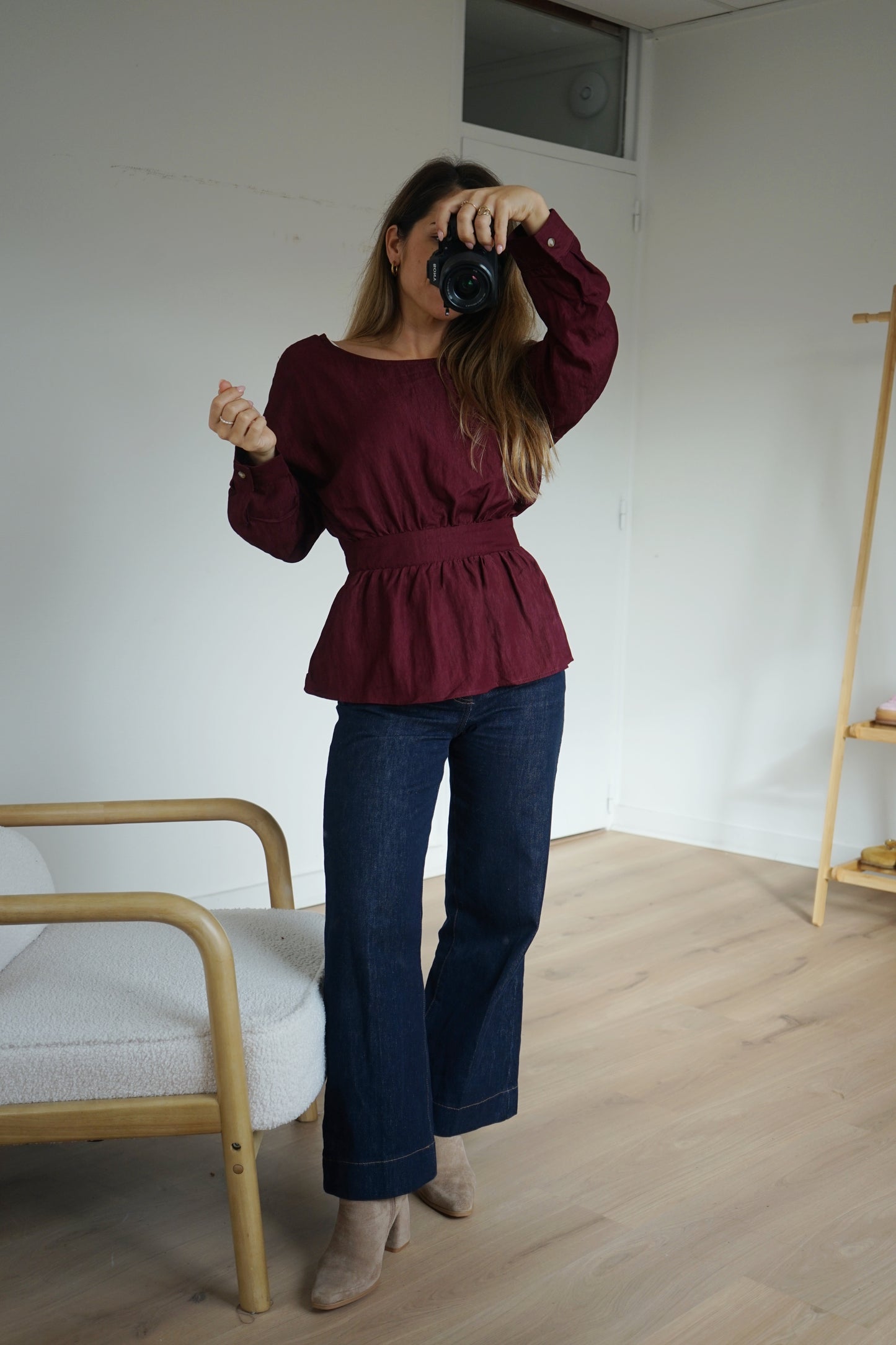Blouse à noeud bordeaux Lana