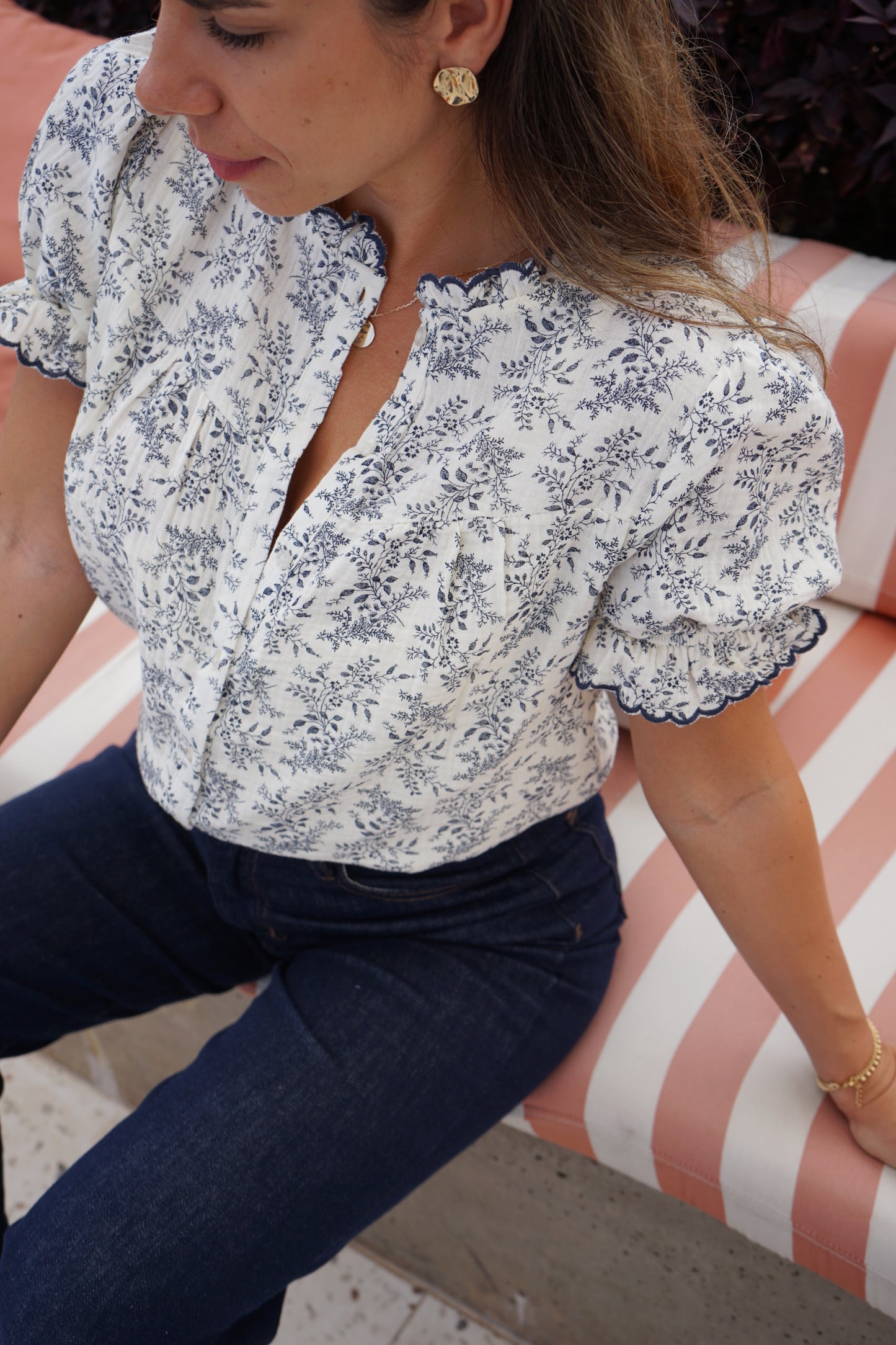 Blouse à manches courtes Mila bleue