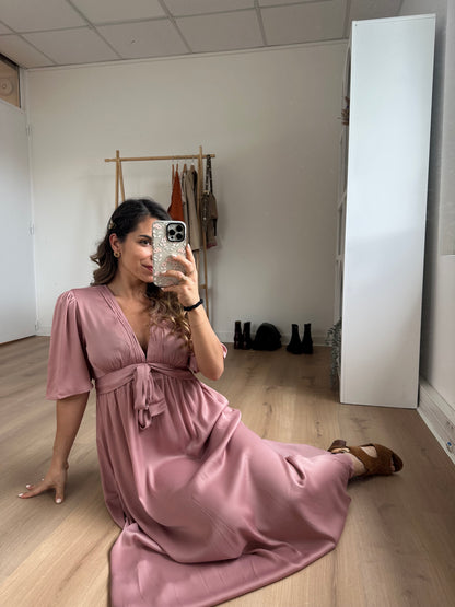 Robe longue Suzy vieux rose