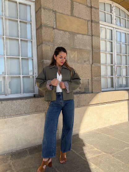 Veste trench Edith en coton Liberty kaki