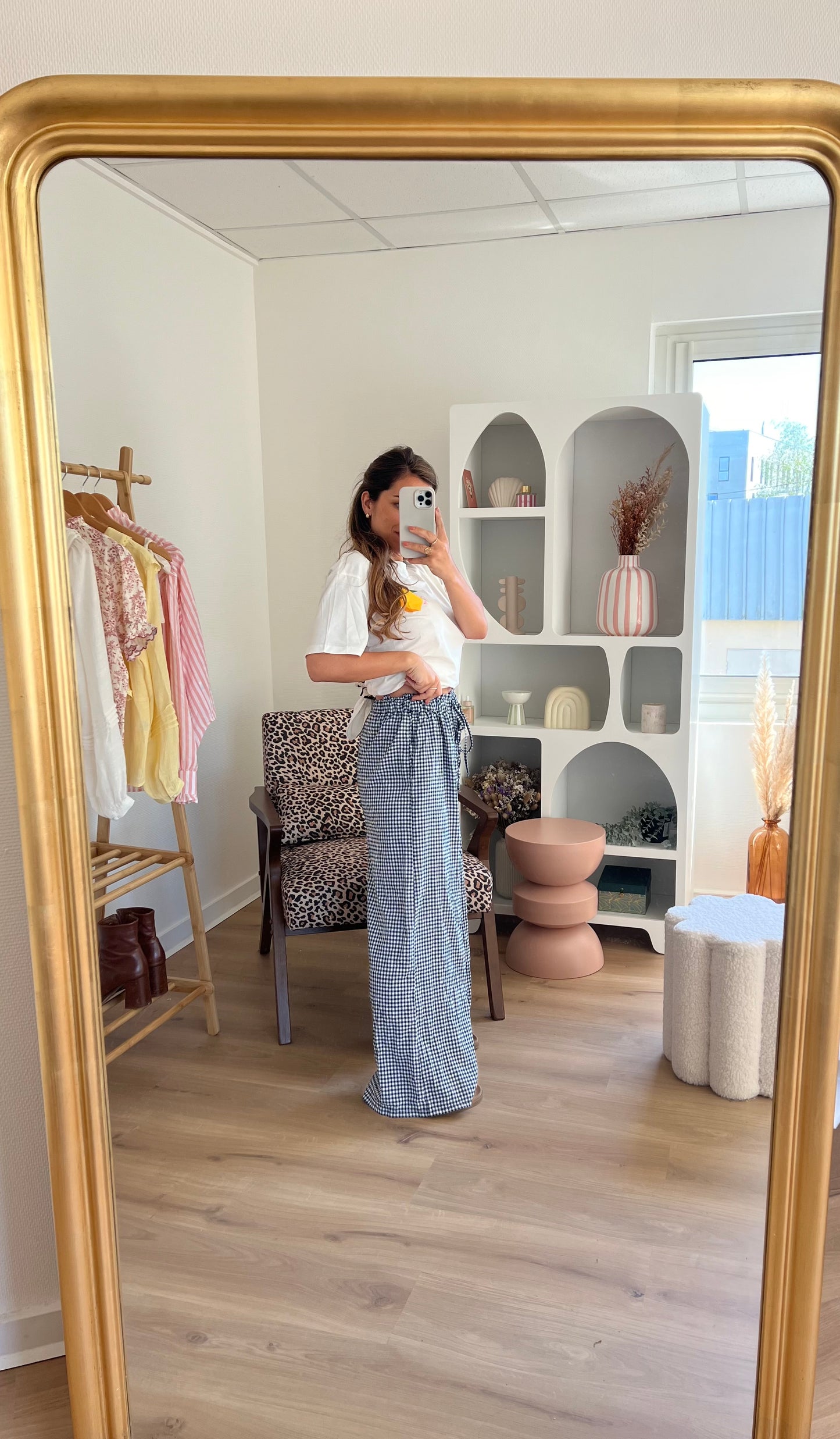 Pantalon fluide vichy Max bleu marine
