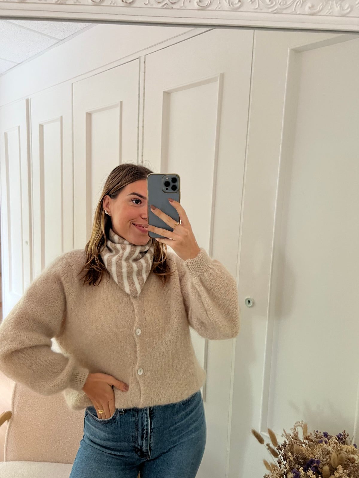 Bandana rayé beige