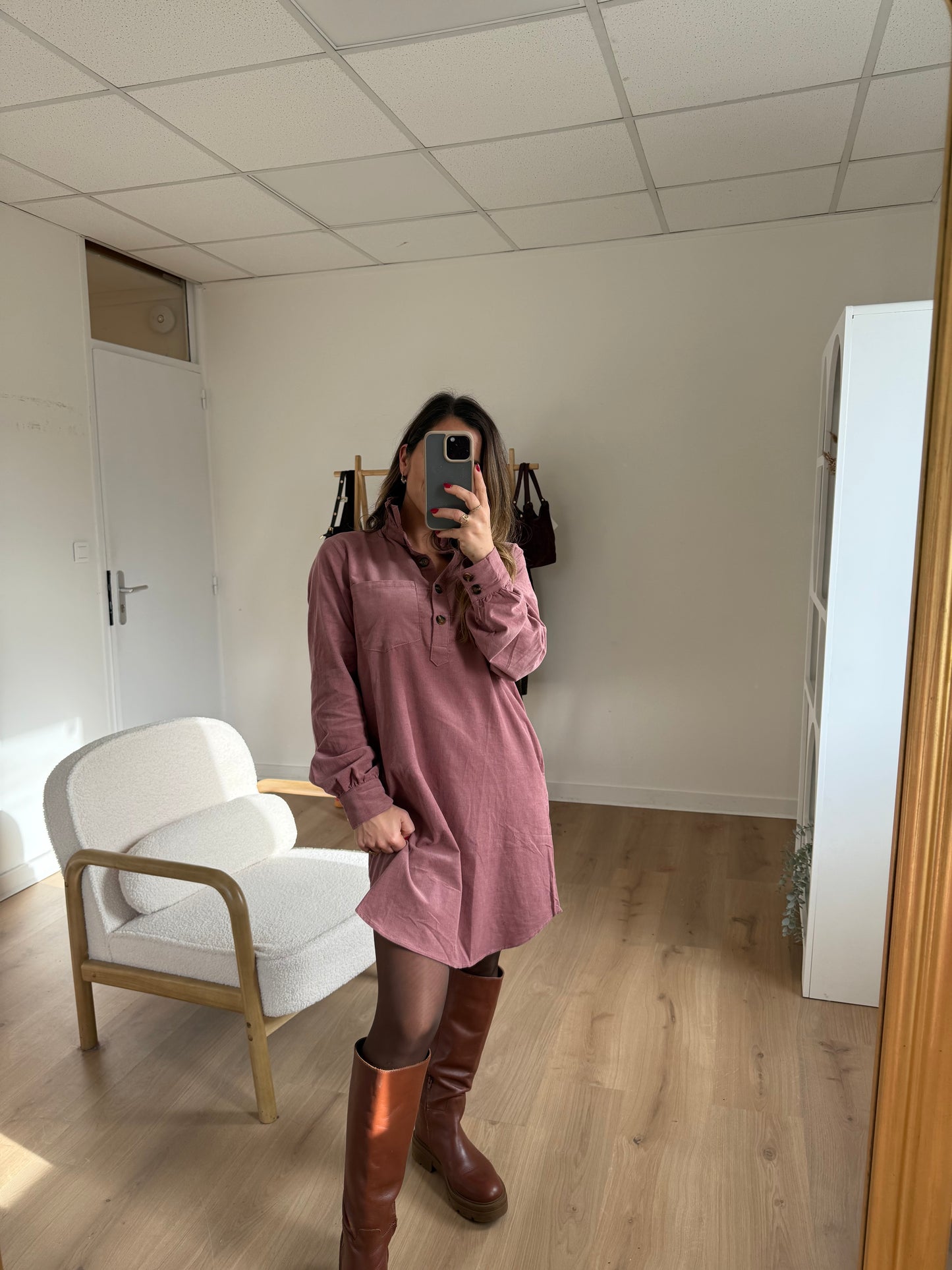 Robe en velours rose Alba
