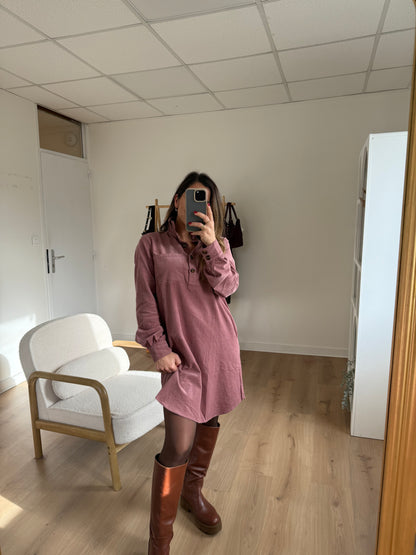 Robe en velours rose Alba