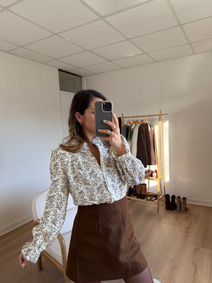 Blouse fleurie Amélia chocolat