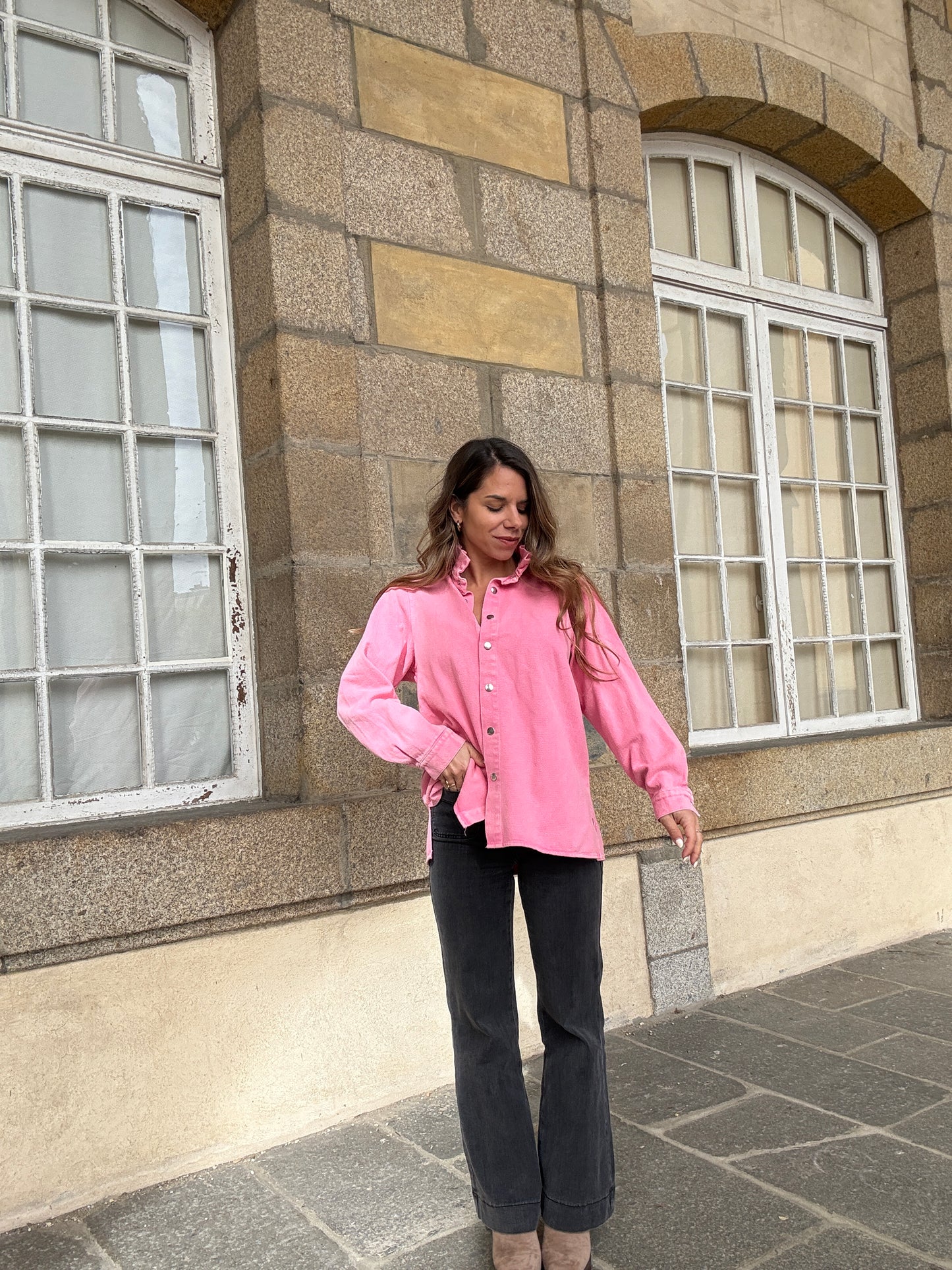 Veste en jean Céleste rose bonbon