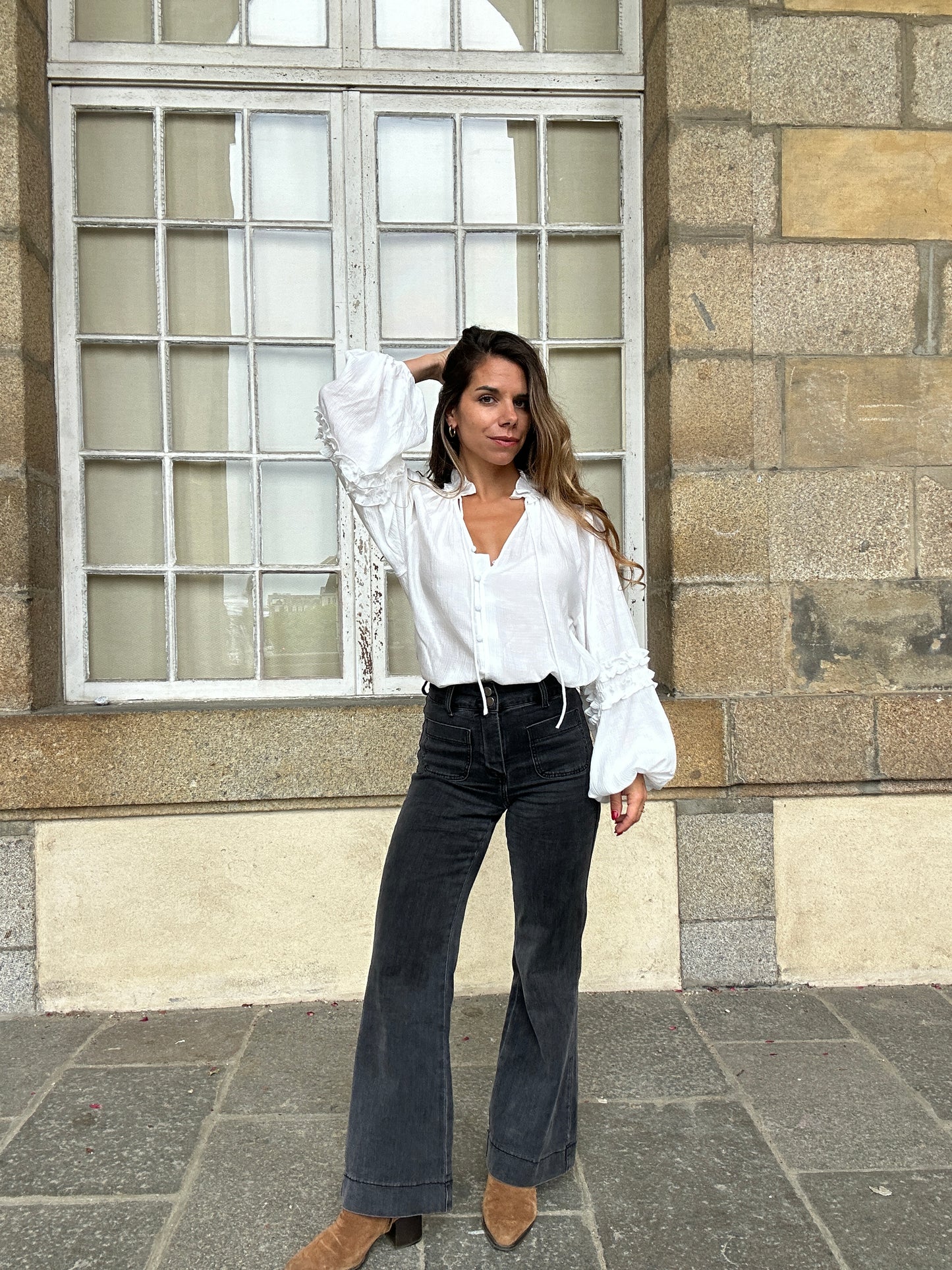 Blouse Esmée à volants écru