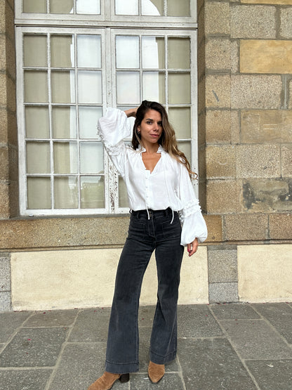 Blouse Esmée à volants écru