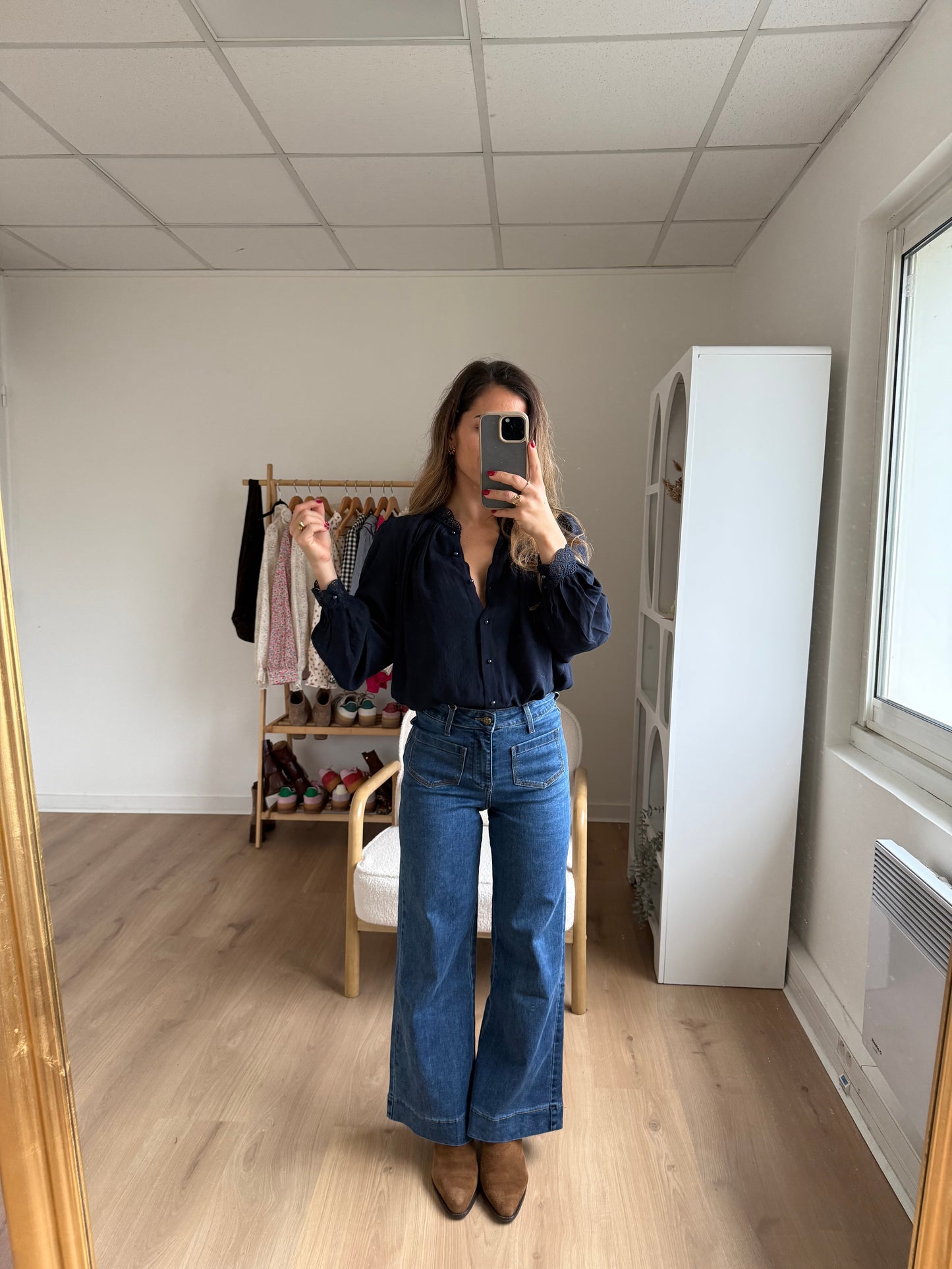 Blouse brodée bleue marine Maïwenn