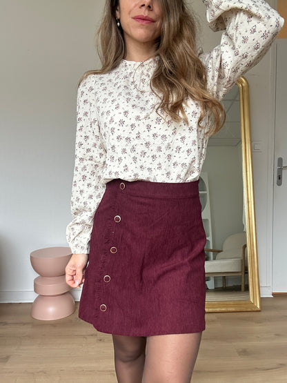 Jupe en velours Louisa bordeaux