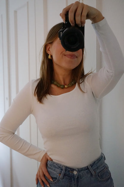 Collier Perle olive