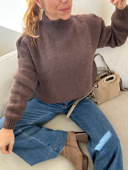 Pull en maille à col rond Hortense chocolat