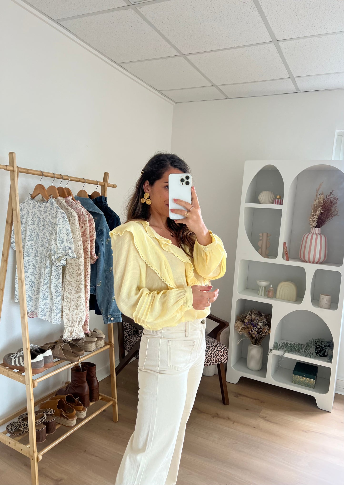 Blouse à volants June jaune