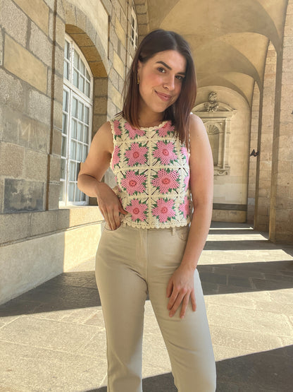 Top en crochet Livia rose