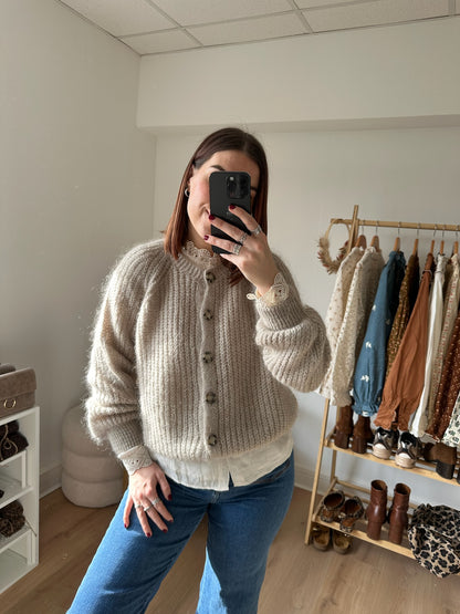 Cardigan beige chiné Honorine