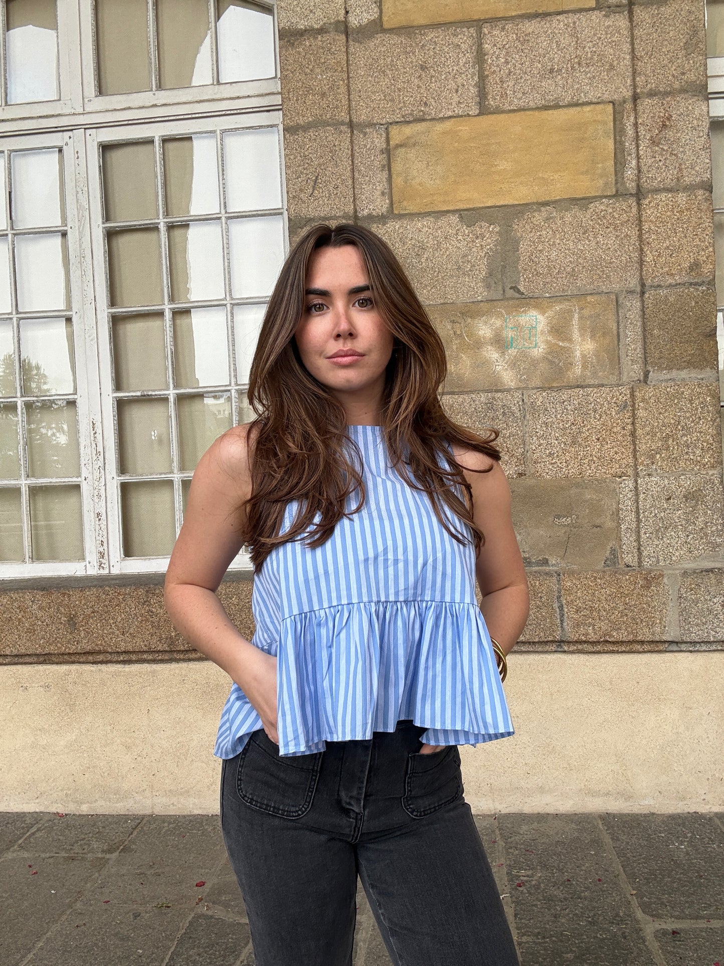 Top rayé Raquel bleu