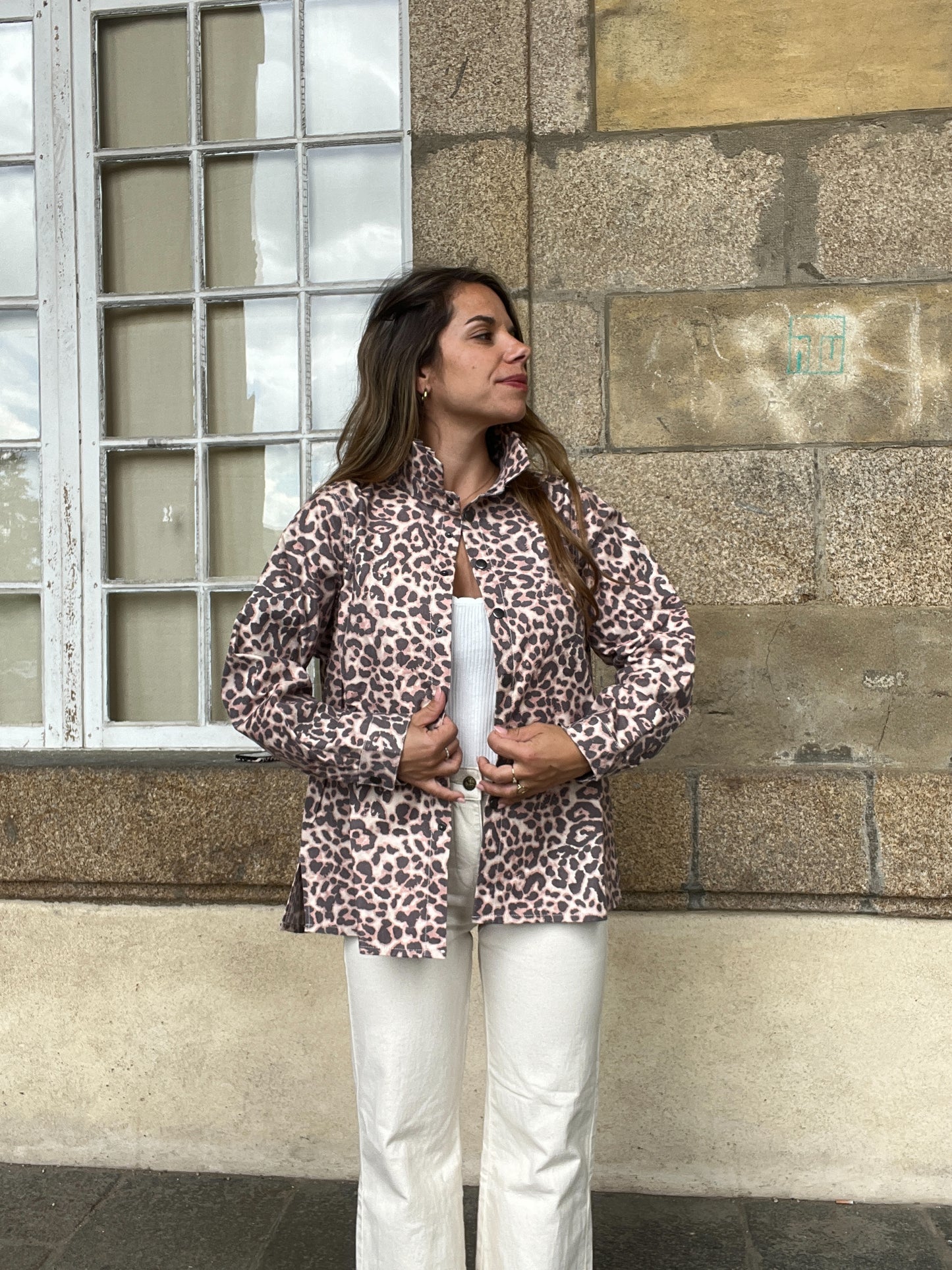 Veste en jean Céleste Léopard