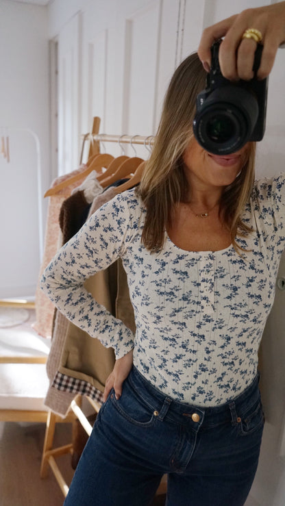 Top Gloria à fleurs bleues