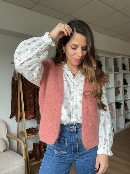 Gilet sans manches en mohair et laine Alma