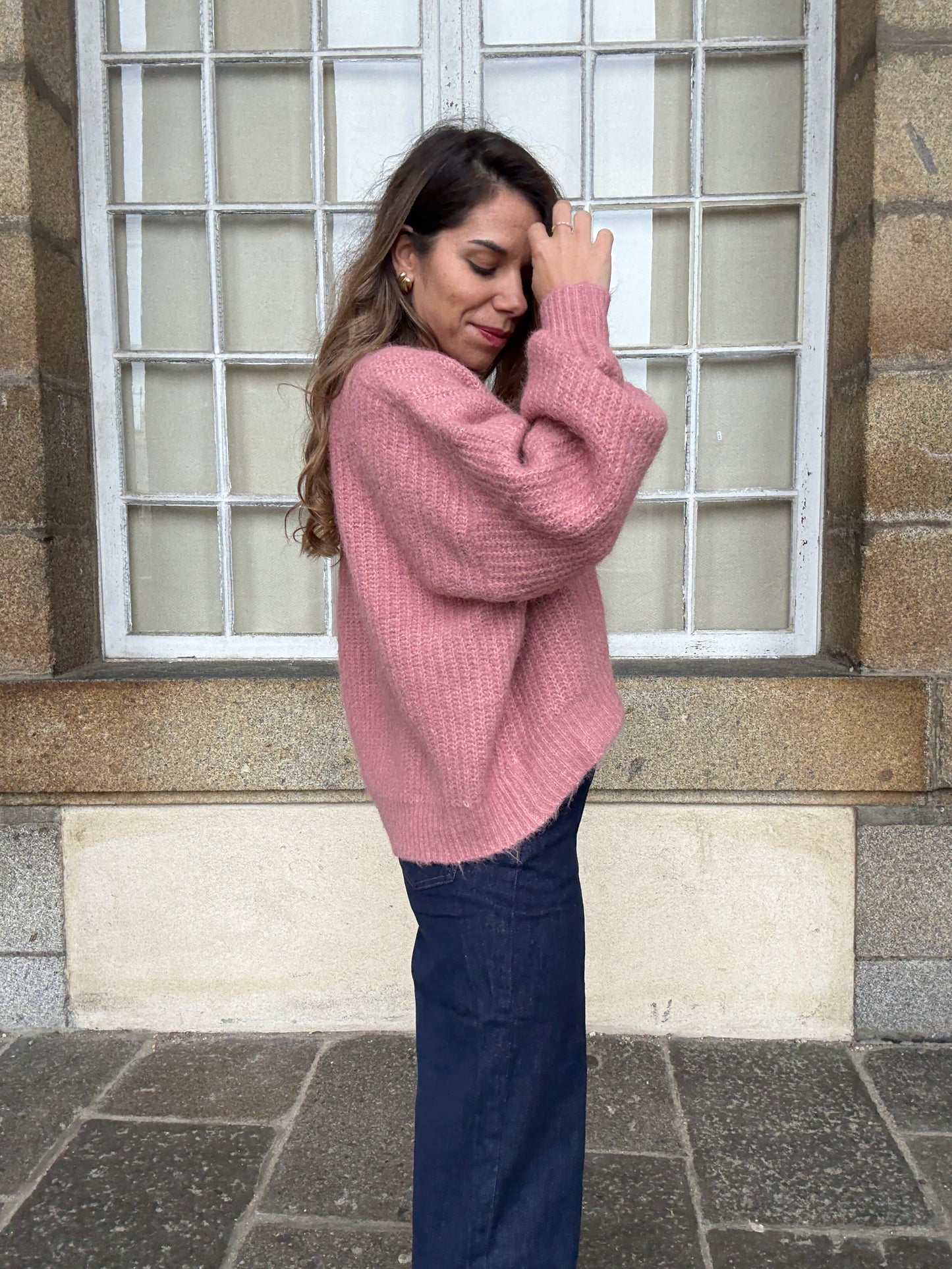 Pull en maille Jade vieux rose
